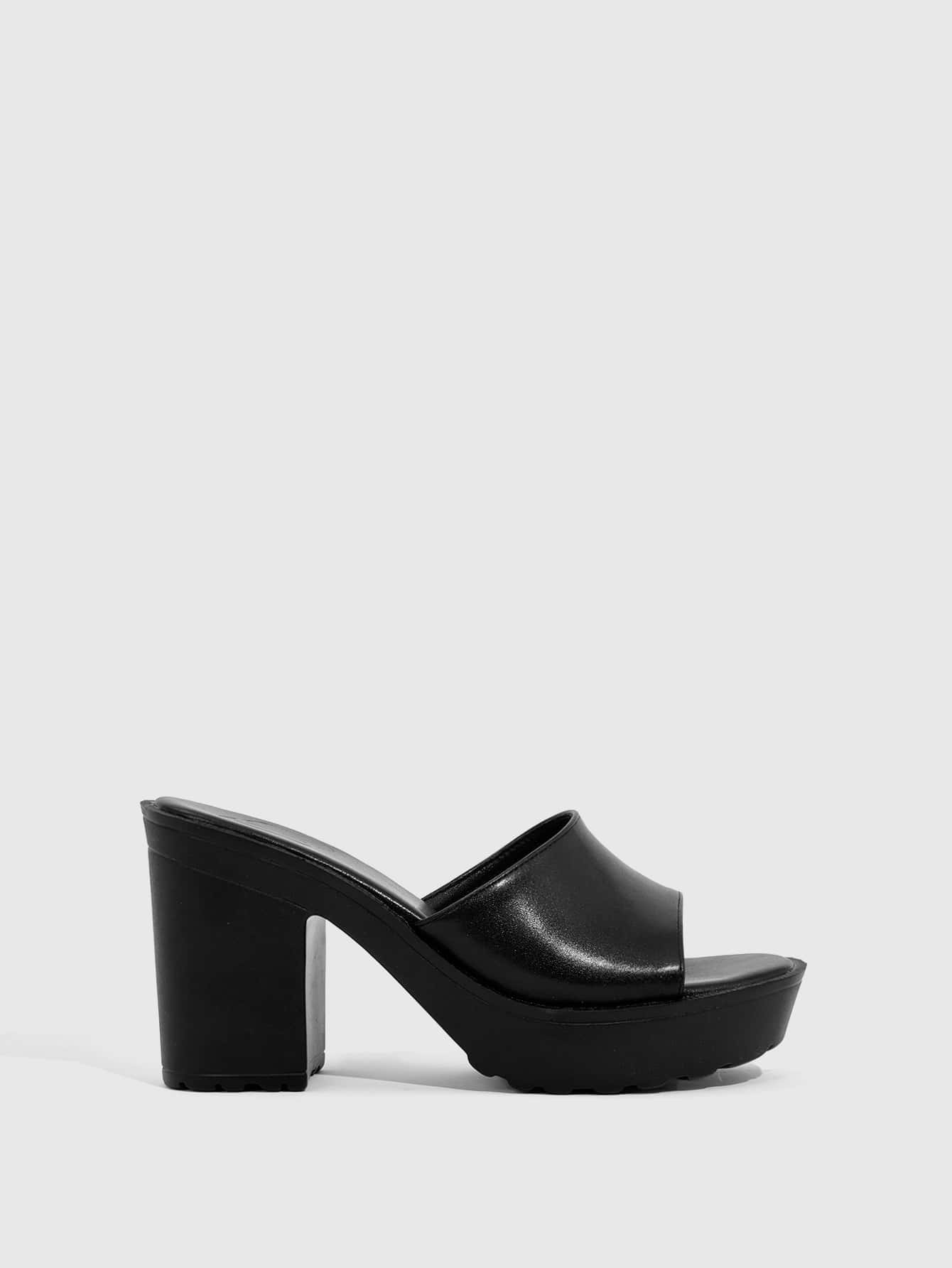 CUCCOO BIZCHIC Woman Shoes Minimalist Chunky Heeled Fashion Outdoor Mule Black Sandals For Summer Graduation Heels Prom Heels Vacation Shoes Summer Back To School Shoes College Student Shoes Elegant Basics Business Casual Business Chic Christmas Fall New Year Holiday