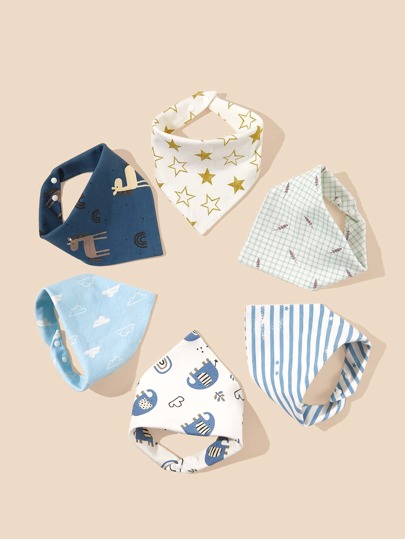 4pcs/Pack Random Pattern Baby Bibs & Drool Bandanas, For Christmas