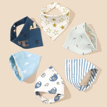 Paquete de 4 baberos y pañuelos para la baba de bebé con patrones aleatorios, para Navidad