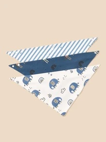 Set da 3 bavette per bambini in cotone a motivi di cartoni animati per ragazze e ragazzi