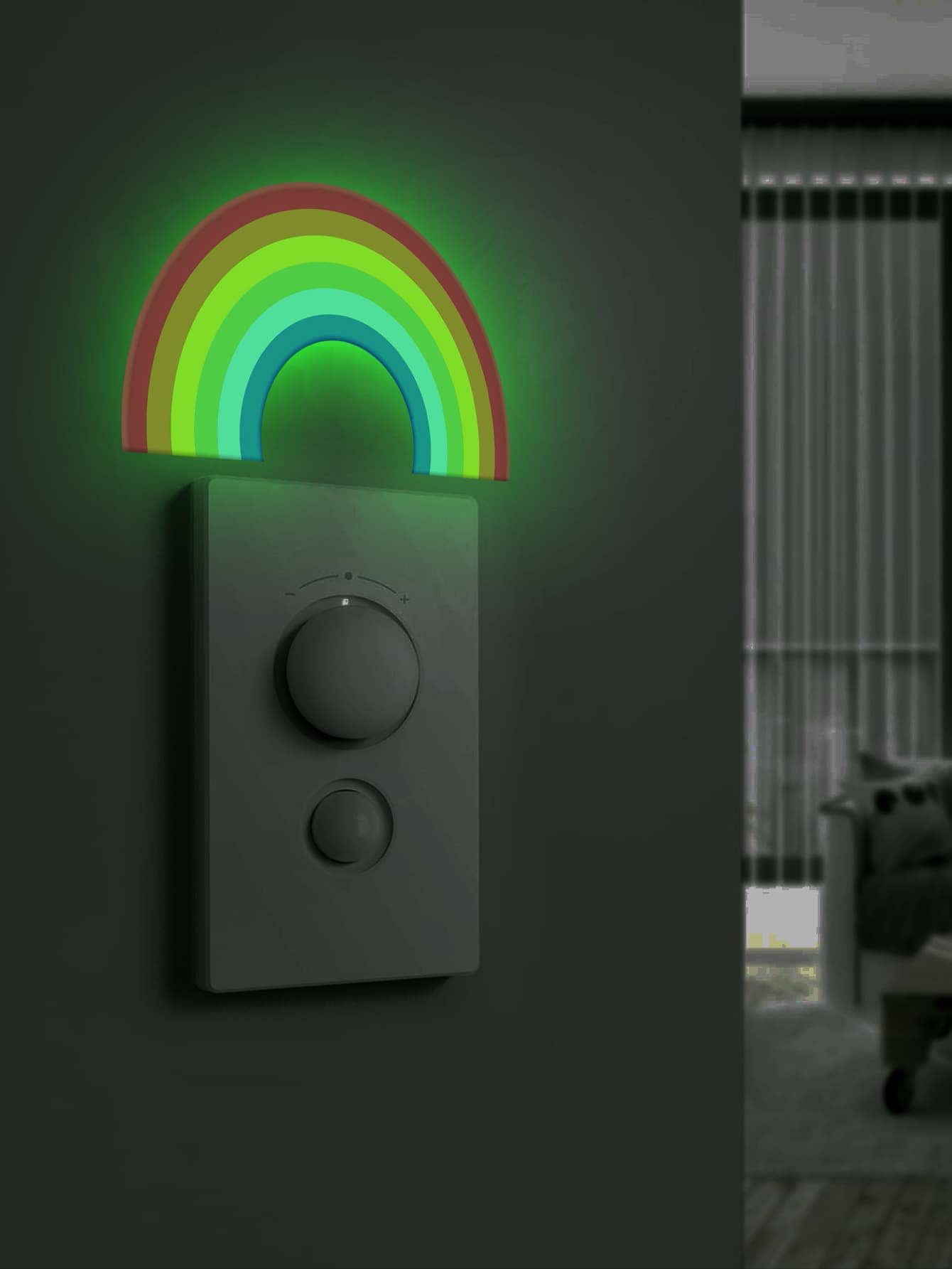 3pcs/set PVC Wall Sticker, Modern Rainbow Pattern Glow In The Dark Wall Decal For Home