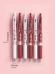 6pcs Letter Design Gel Pen - Black - View 5