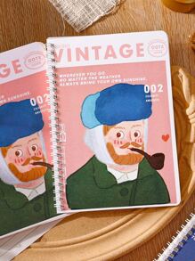 1pc Cartoon Graphic Spiral Notebook - Multicolor - View 1