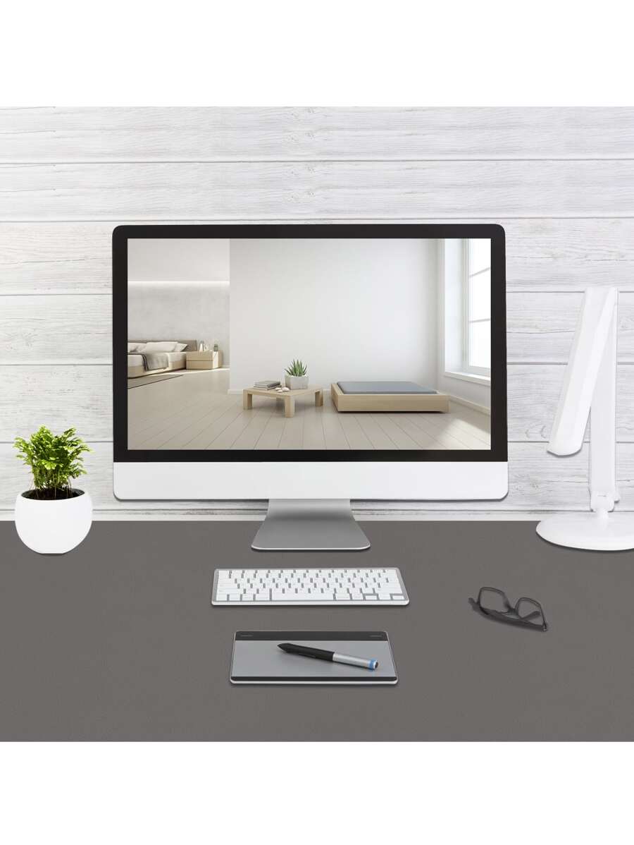 1 miếng lót chuột để bàn bằng da Pu đơn giản cho văn phòng máy tính - Màu xám đen - Xem 1