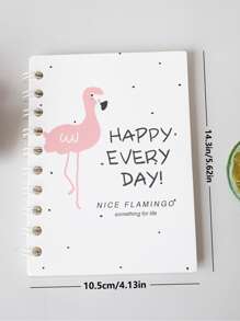 1pc Flamingo Pattern Cover Random Spiral Notebook - Pink - View 4