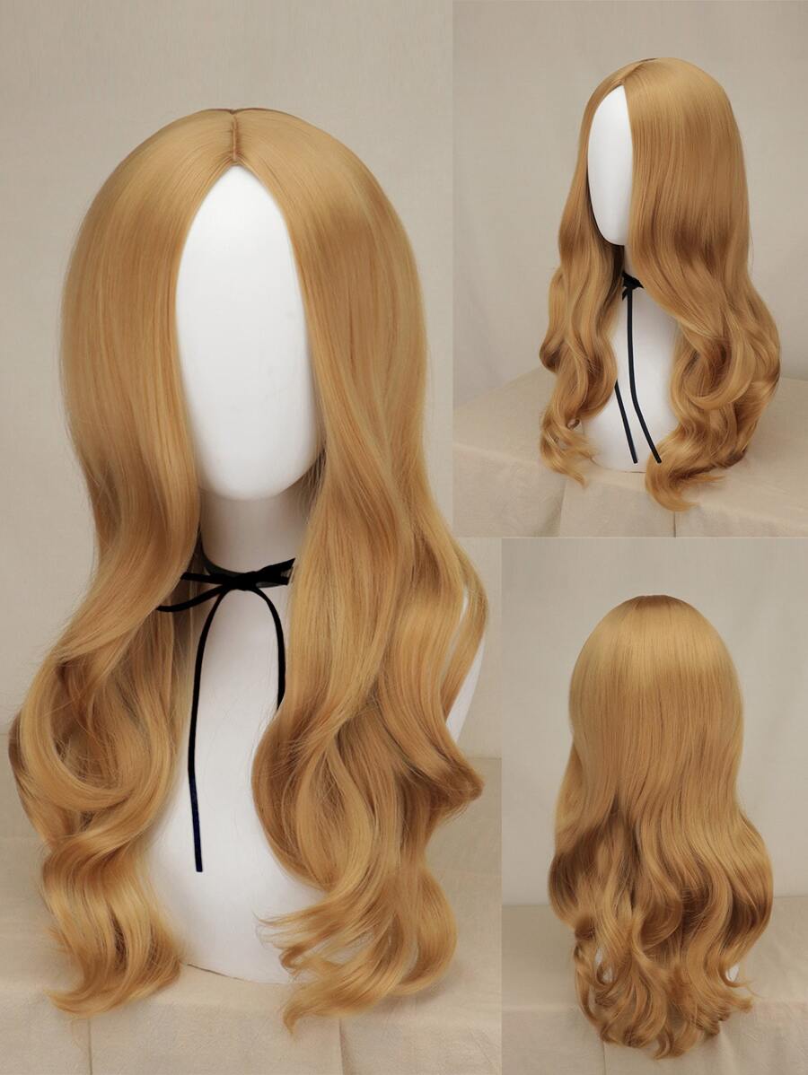 Brown Wavy 20 inch Medium Length Female Cosplay Wig Synthetic Heat Resistant Fiber Hair School Halloween Christmas Costume Accessories & 1pc Wig Cap - Brown - View 1