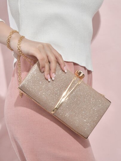 金屬亮絲金光閃閃,亮片,奢華,閃亮水鑽裝飾盒型包金屬亮絲魅力四射適合派對,完美新娘錢包適合婚禮,舞會和派對活動晚會包,晚餐包適合派對女孩,女士