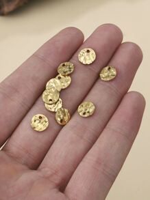 10pcs Textured Round DIY Pendant - Yellow Gold - View 4