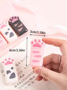 6入組貓爪便攜式修正帶禮品文具學生獎品學校辦公用品 - 彩色 - 查看 5