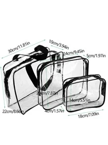 1Pc Clear Makeup Bag , Travel Essentials,Makeup Bag Makeup Pouch Skincare Bag Toiletry Bag Packing Cubes,Travel Essentials Cruise Essentials Dorm Essentials,Wedding Bridesmaid Gifts,Mom Gifts,Birthday Gifts,Gifts For Friends And Teachers,Home Decor,Bathroom Livingroom Bedroom Decor,Bathroom Organizer,Jewelry Organizer,Lip Oil Organizer,Nail Polish Organizer Storage Makeup Organizer Makeup Case - Black - View 2