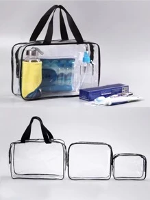 1Pc Clear Makeup Bag , Travel Essentials,Makeup Bag Makeup Pouch Skincare Bag Toiletry Bag Packing Cubes,Travel Essentials Cruise Essentials Dorm Essentials,Wedding Bridesmaid Gifts,Mom Gifts,Birthday Gifts,Gifts For Friends And Teachers,Home Decor,Bathroom Livingroom Bedroom Decor,Bathroom Organizer,Jewelry Organizer,Lip Oil Organizer,Nail Polish Organizer Storage Makeup Organizer Makeup Case - Black - View 6