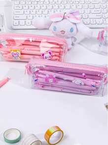 1pc Cartoon Graphic Random Clear Pencil Case - Clear - View 2