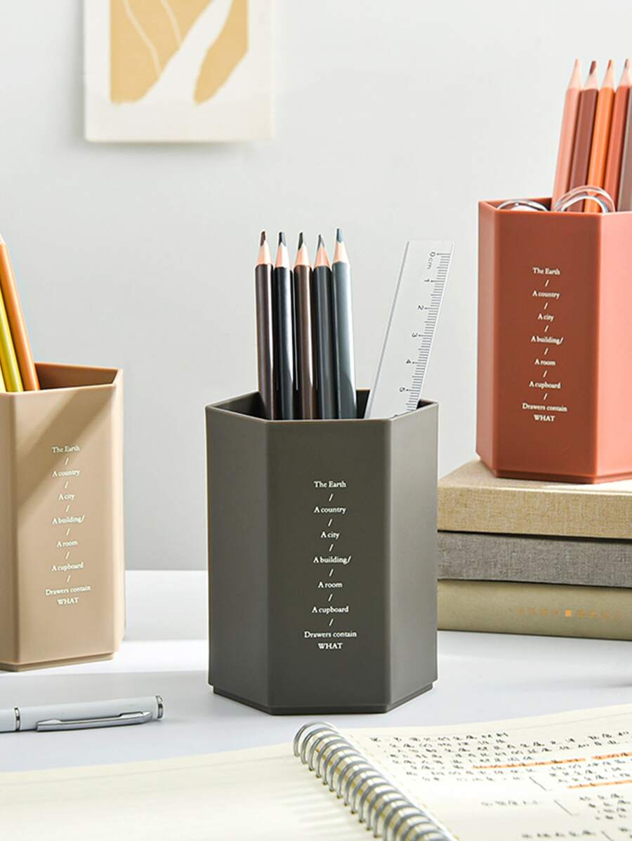 1入組字母圖案隨機筆筒 - 彩色 - 查看 1