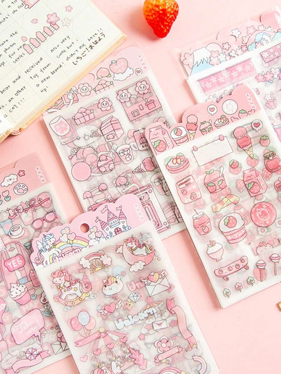 5入組卡通圖案隨機貼紙