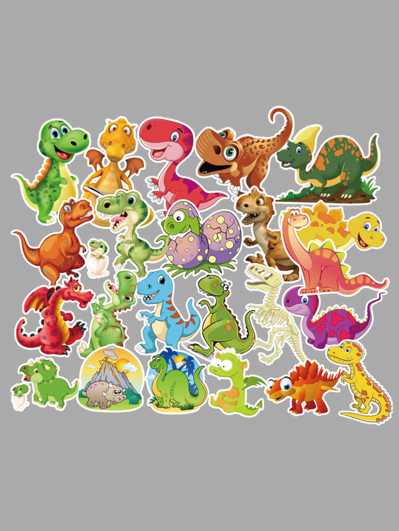 50入組恐龍圖案貼紙 - 彩色 - 查看 1