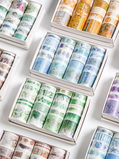 20入组帶禮盒裝飾粘合劑和紙膠帶適用於DIY工藝品禮品包裝剪貼簿用品子彈日記