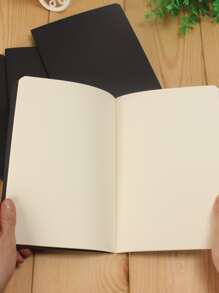 1pc Plain Cover Notebook Back To School - Black - View 1