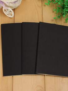1pc Plain Cover Notebook Back To School - Black - View 2