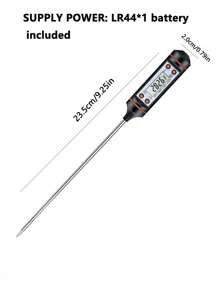 1 pieza Termómetro digital almacenable de cocina, medidor de sensor de temperatura para cocinar alimentos, alimentos de cocina y carne - Negro - Ver 3