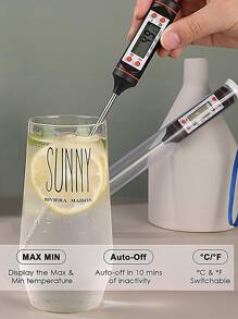 1 pieza Termómetro digital almacenable de cocina, medidor de sensor de temperatura para cocinar alimentos, alimentos de cocina y carne - Negro - Ver 4