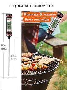 1 pieza Termómetro digital almacenable de cocina, medidor de sensor de temperatura para cocinar alimentos, alimentos de cocina y carne - Negro - Ver 5