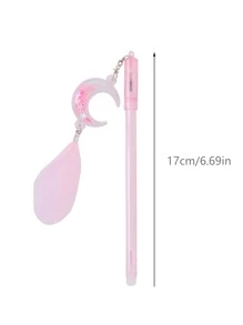 2入組羽毛圖案和月亮墜飾隨機中性筆 - 彩色 - 查看 4