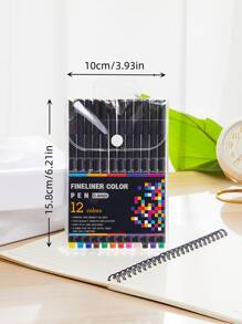 12入組日記計畫冊鋼筆套裝:0.4mm細線顏色鋼筆適用於繪畫,寫作,日誌,染色&-多種 - 彩色 - 查看 6