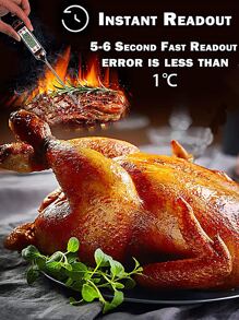 1 pieza Termómetro digital almacenable de cocina, medidor de sensor de temperatura para cocinar alimentos, alimentos de cocina y carne - Negro - Ver 6
