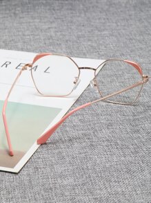 Metal Frame Women's Fashion Design Eyeglasses - Pink - View 2