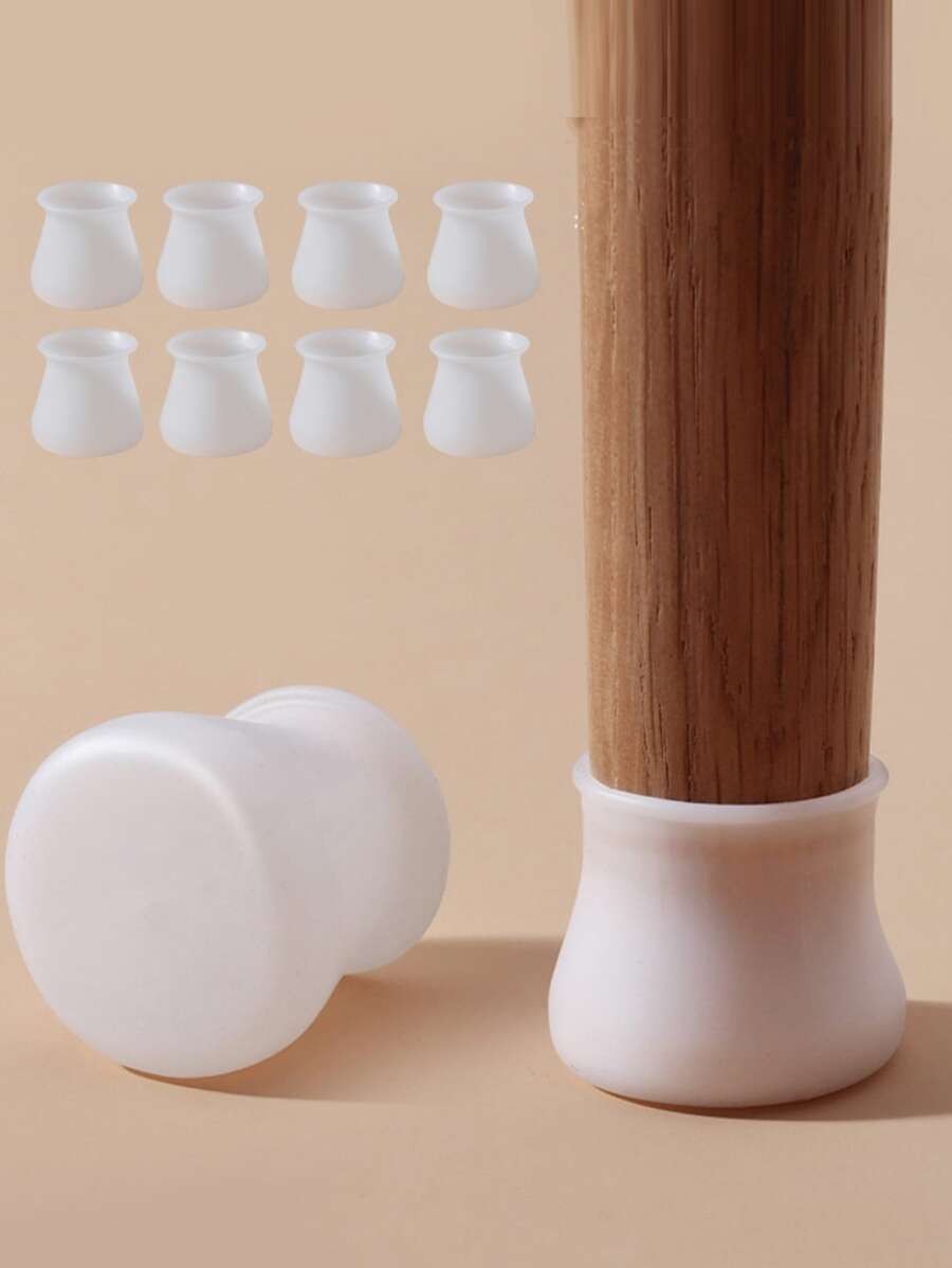 8pcs Silicone Chair Foot Cover, Simple White Mini Table Foot Cover For Household - White - View 1