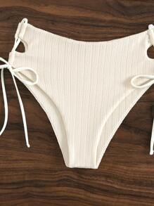 SHEIN Swim Summer Beach Twist Front One Shoulder Tie Side Bikini Set - Beige - View 6