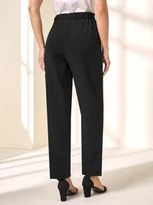 EMERY ROSE High Waist Button Detail Fold Pleated Detail Pants
