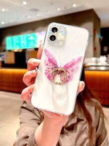 Ốp điện thoại trong suốt in hình bướm kèm móc treo. - Nhiều màu - Xem 5