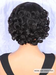 Short Pixie Cut Human Hair Wig With Bangs - Natural Black - View 2