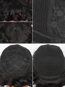 Short Pixie Cut Human Hair Wig With Bangs - Natural Black - View 6