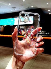 Husă transparentă pentru telefon cu imprimeu fluture