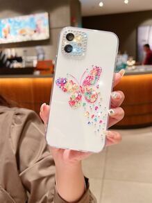 Husă transparentă pentru telefon cu imprimeu fluture