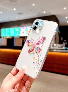 Husă transparentă pentru telefon cu imprimeu fluture