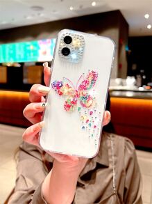 Husă transparentă pentru telefon cu imprimeu fluture