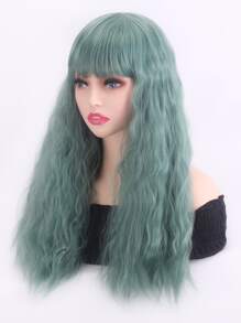 長款卷人造假髮帶劉海 - 薄荷綠 - 查看 3