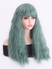 長款卷人造假髮帶劉海 - 薄荷綠 - 查看 4