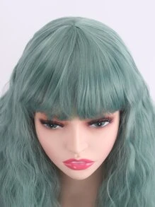 長款卷人造假髮帶劉海 - 薄荷綠 - 查看 5