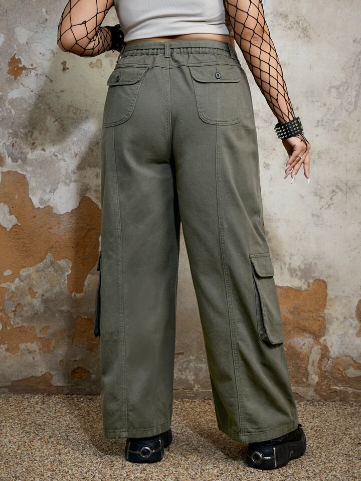 Our Grunge Punk Plus Flap Pocket Belted Cargo Jeans is such a vibe