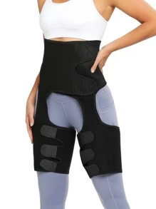 1pc PU Sports Waist Belt Shapewear Waist Trainer Corset - Black - View 2