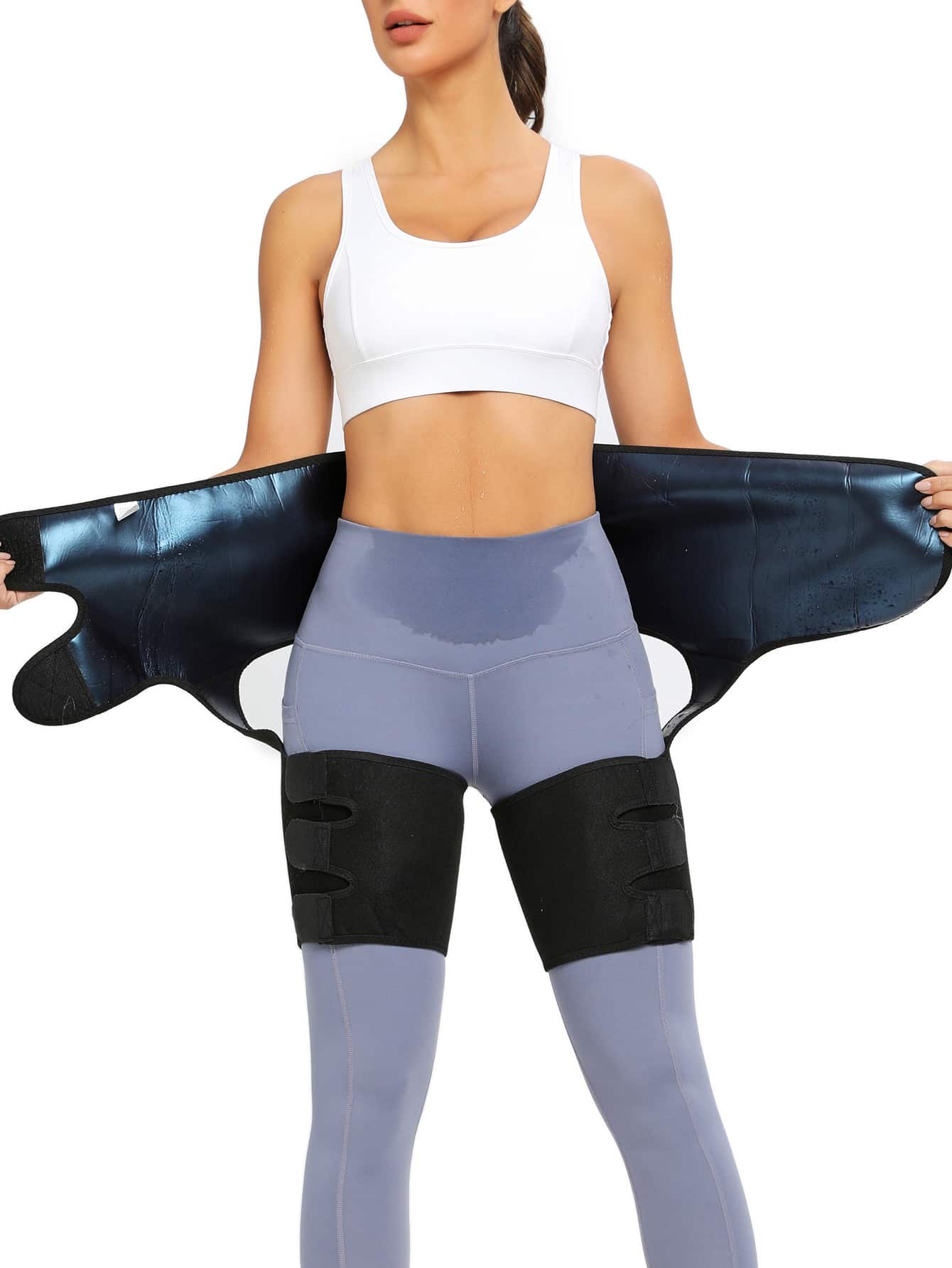 1pc PU Sports Waist Belt Shapewear Waist Trainer Corset - Blue - View 1