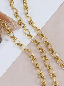 1m Fashionable Punk Style Stainless Steel Gold-tone Chain With Pattern, Suitable For Diy Necklace And Bracelet Making - Yellow Gold - View 2