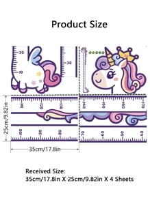 1PC Cute Cartoon Height Sticker Unicorn Wall Height Measuring Ruler Stickers For Room Kindergarten Decor - Cartoon - View 5