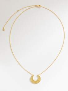 Cubic Zirconia Decor Moon Charm Silver Necklace - Gold - View 3