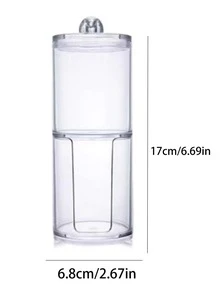 1入組2合1塑料棉籤收納罐，簡約透明多功能家用收納盒 - 無色 - 查看 6