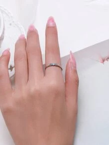 MODIAN 925 Sterling Silver Simple Stackable Fashion Thin Finger Ring Charm Blue Zirconia Rings For Women Wedding Fine Jewelry - Silver - View 3